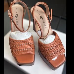 Katy Perry The Steady Ankle Strap Woven Sandals Size 10 Brown New in Box!